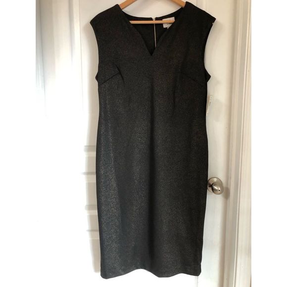 ECI NY BLACK AND GOLD SHEATH DRESS SZ 12 - Picture 2 of 9